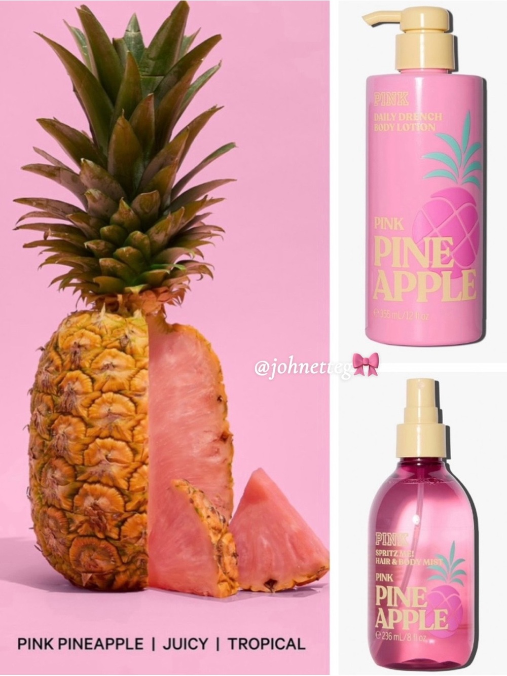 🍍PINK VICTORIA’S SECRET Pineapple Body Lotion & Mist Set Tropical Summer - Picture 9 of 11